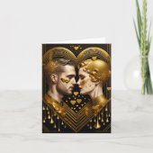 Liefdespaar Art Deco Feestdagen Kaart (Voorkant)