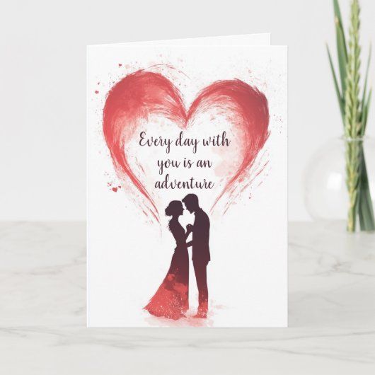 Liefdespaar en Big Heart Valentijnsdag Kaart (Voorkant)