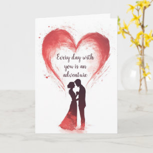 Liefdespaar en Big Heart Valentijnsdag Kaart