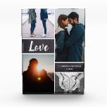 Liefdespaar Foto Collage<br><div class="desc">Pas dit fotoblok aan met maximaal vier van uw favoriete foto's samen. Personaliseer met uw namen en speciale datum. Elegant en trendy een perfect cadeau voor huwelijksjubilea.</div>