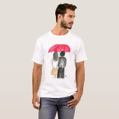 Liefdespaar met rode paraplu t-shirt (Voorkant volledig)