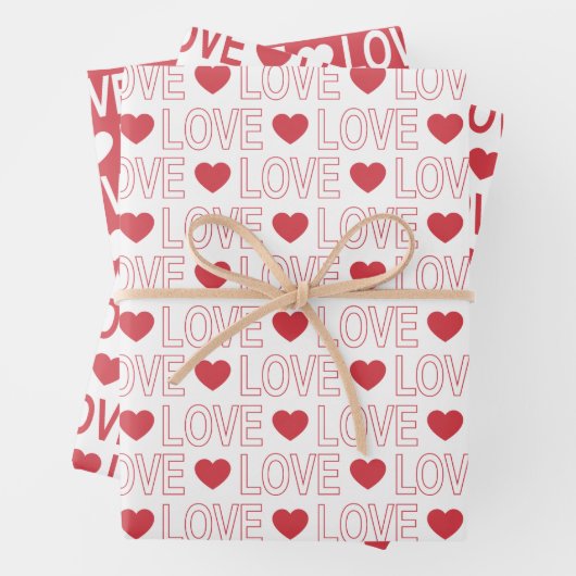 Liefdespatroon in rood en wit inpakpapier vel (In situ)