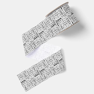 Liefdespatroon met zwarte letters grosgrain lint