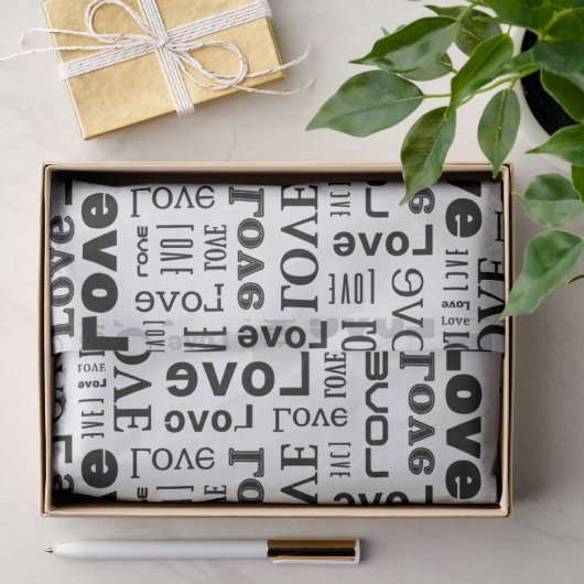 Liefdespatroon met zwarte letters tissuepapier (Geschenk)