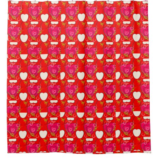 Liefdespatroon Rood" Douchegordijn (Voorkant)