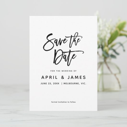 Liefdespenseeltypografie Save The Date (Staand voorkant)