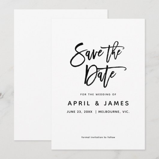 Liefdespenseeltypografie Save The Date (Voorkant / Achterkant)