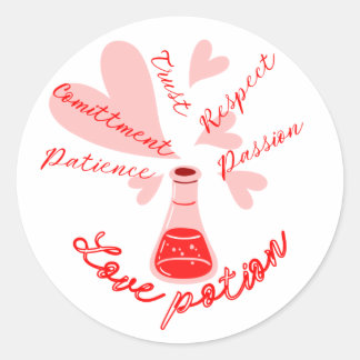 Liefdespoot met ingrediënten ronde sticker