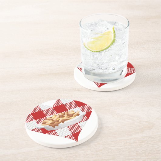 liefdespoutine zandsteen onderzetter (Zijkant)