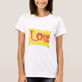 Liefdespray op geel t-shirt