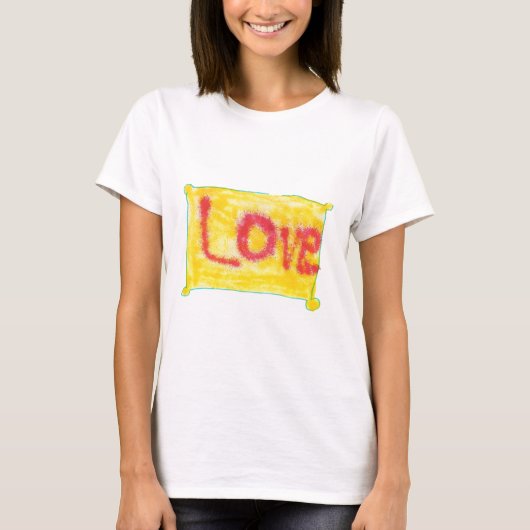 Liefdespray op geel t-shirt (Voorkant)