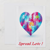 Liefdespuzzel Regenboog Hart 3 Persoonlijk Feestdagenkaart (Voorkant / Achterkant)