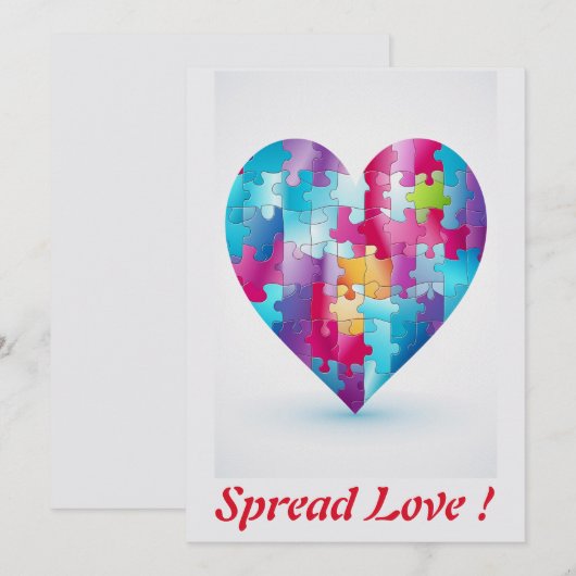 Liefdespuzzel Regenboog Hart 3 Persoonlijk Feestdagenkaart (Voorkant / Achterkant)