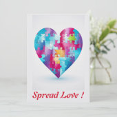 Liefdespuzzel Regenboog Hart 3 Persoonlijk Feestdagenkaart (Staand voorkant)