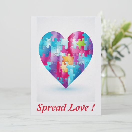 Liefdespuzzel Regenboog Hart 3 Persoonlijk Feestdagenkaart (Staand voorkant)
