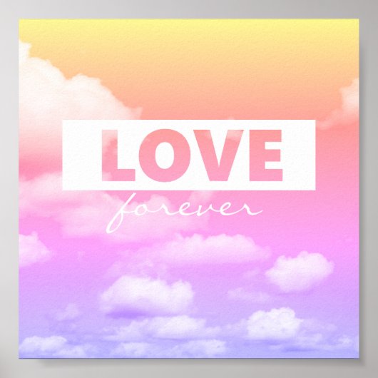 liefdesquote typografie poster roze wolken (Voorkant)