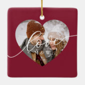 Liefdesschrift Hart Foto Rood Keramisch Ornament (Achterkant)