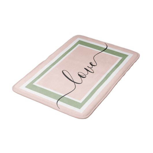 Liefdesscript Geometrische Blush Roze Groen Badmat (Gekanteld)