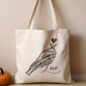 Liefdesscript Gotisch Skelet Hart Hand Monogram Tote Bag