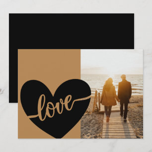 Liefdesscript Hart Goud Zwart Valentijnsfoto Feestdagenkaart
