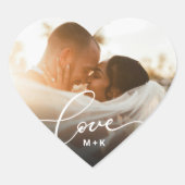 Liefdesscript Hart Pasgetrouwd Aangepaste Foto Sticker (Voorkant)