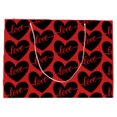 Liefdesscript Hartjes Rood Zwart Patroon Valentijn Groot Cadeauzakje (Achterkant)