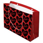 Liefdesscript Hartjes Rood Zwart Patroon Valentijn Groot Cadeauzakje (Achterkant Gekanteld)