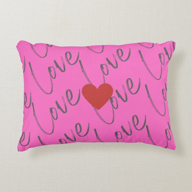 Liefdesscript met hart accent kussen (Voorkant)