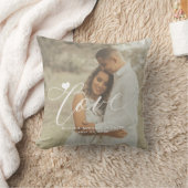 Liefdesscript moderne 2 foto hart gepersonaliseerd kussen (Deken)