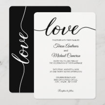 Liefdesscript Trouwtypografie zwart en wit
