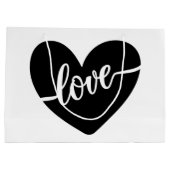Liefdesscript typografie zwarte hart Valentijnsdag Groot Cadeauzakje (Achterkant)