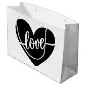 Liefdesscript typografie zwarte hart Valentijnsdag Groot Cadeauzakje (Achterkant Gekanteld)