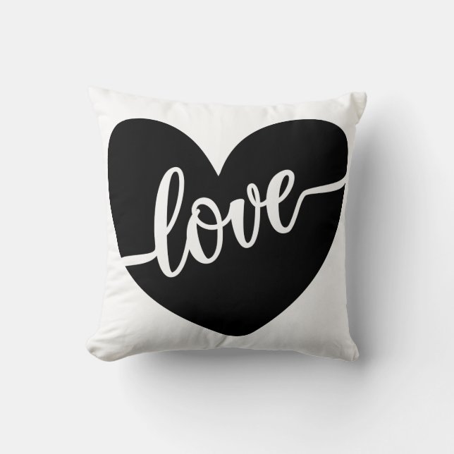 Liefdesscript typografie zwarte hart Valentijnsdag Kussen (Voorkant)