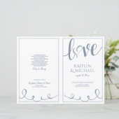 Liefdesscriptie Hart Huwelijksprogramma's Stofblau (Staand voorkant)