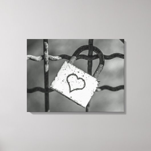 Liefdesslot in zwart-wit canvas print (Voorkant)
