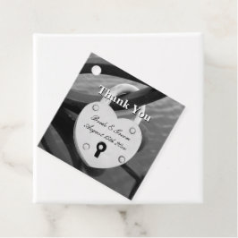 Liefdesslot met sleutelgat gepersonaliseerde bruil bedankjes labels