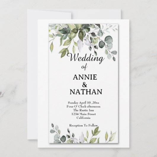 Liefdesspruiten: Een eucalyptus groen bruiloft Kaart (Voorkant)