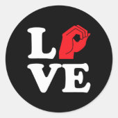 Liefdessymbool ASL Ronde Sticker (Voorkant)