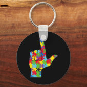 Liefdesteken Autisme Bewustzijn Ondersteuning Sleutelhanger (Voorkant)