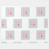 liefdestekst in een vierkant design roze en grijs fleece deken (Voorkant (Horizontaal))