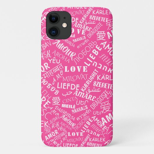 Liefdestekst Roze iPhone Case of Kies Kleur (Achterkant)