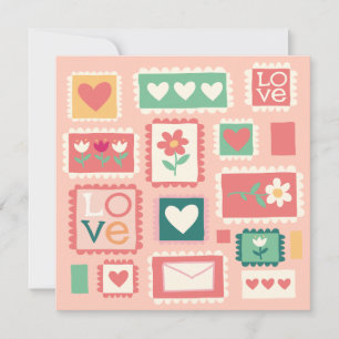 Liefdestempel Bloemhart Wenskaart Feestdagenkaart