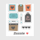  liefdestickets en harten met typografie Stisch Sticker (Vel)