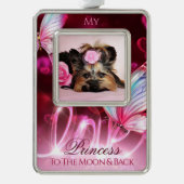 Liefdestribute, Roze harten en vlinder - Huisdier  Verzilverd Omlijst Ornament (Voorkant)