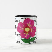 Liefdestypografie Bright Vivid Pink Flower Mok (Midden)