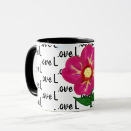 Liefdestypografie Bright Vivid Pink Flower Mok