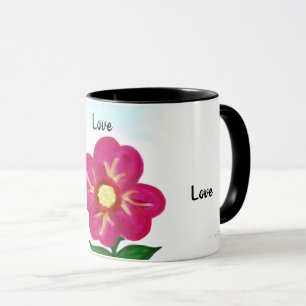 Liefdestypografie Helderroze bloemen Mok