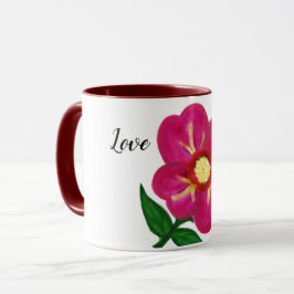 Liefdestypografie Helderroze bloemen Mok