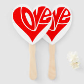 Liefdestypografie in hartvorm handwaaier (Voorkant en achterkant)