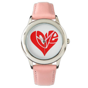 Liefdestypografie in hartvorm horloge
